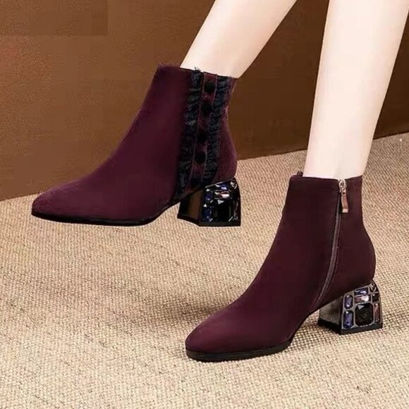 NWOT - Faux Suede Lace Ankle Boots (US 7) - Picture 1 of 10